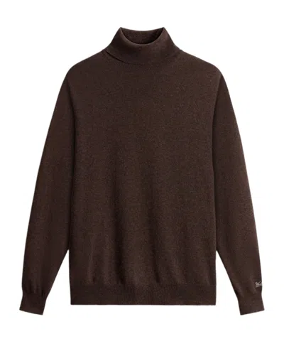Woolrich Cozy Turtleneck Sweater Long Sleeves In Brown