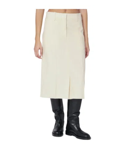 Jil Sander High Waisted Wool Skirt Featuring Slits In White