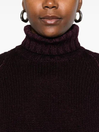 Baserange Turtleneck Ribbed Sweater In Brown