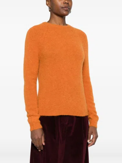 Baserange Ribbed Crewneck Sweater In Orange