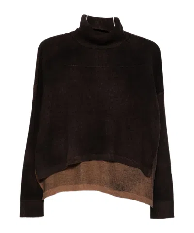 Baserange Ribbed Turtleneck Sweater In Brown