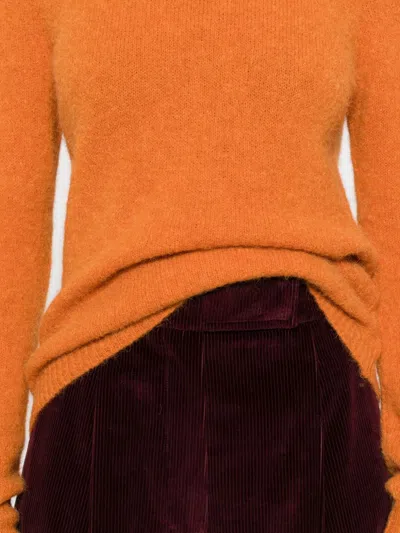 Baserange Ribbed Crewneck Sweater In Orange