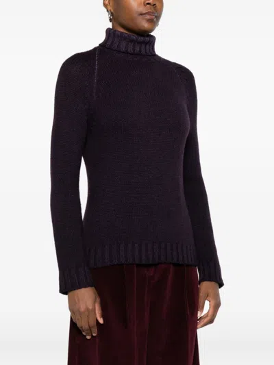 Baserange Turtleneck Ribbed Sweater In Brown