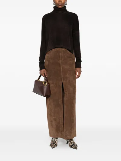 Baserange Ribbed Turtleneck Sweater In Brown