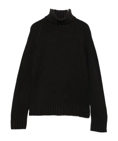 Baserange Turtleneck Ribbed Sweater In Black