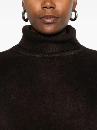 Baserange Ribbed Turtleneck Sweater In Brown
