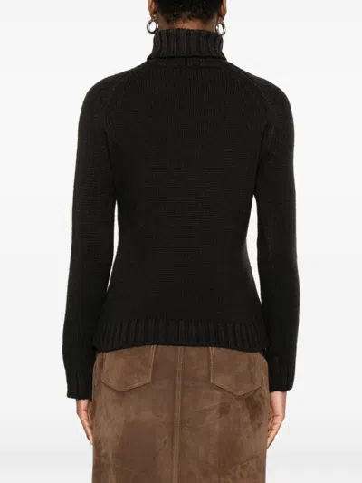 Baserange Turtleneck Ribbed Sweater In Black