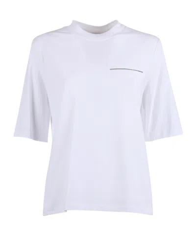 Peserico Boxy White Blouse With Subtle Chest Detail In White