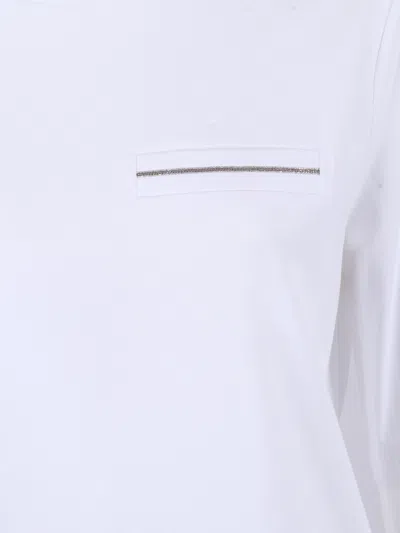 Peserico Boxy White Blouse With Subtle Chest Detail In White