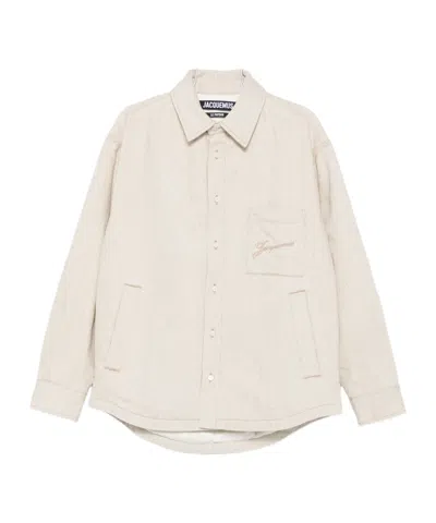 Jacquemus Button-down Shirt Curved Hemline Long Sleeves In Neutral