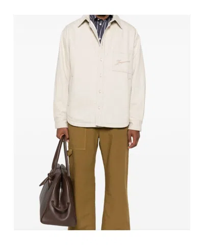 Jacquemus Button-down Shirt Curved Hemline Long Sleeves In Neutral