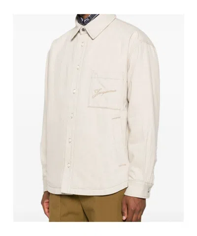 Jacquemus Button-down Shirt Curved Hemline Long Sleeves In Neutral