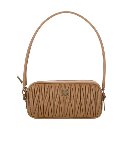 Miu Miu Zipper Handbag In Brown