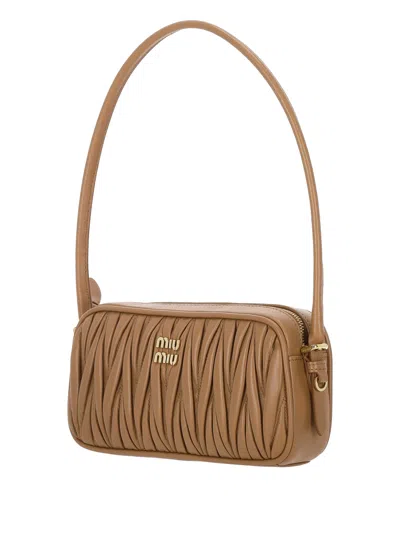 Miu Miu Zipper Handbag In Brown