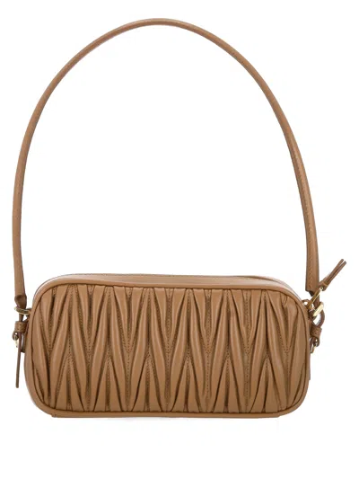 Miu Miu Zipper Handbag In Brown