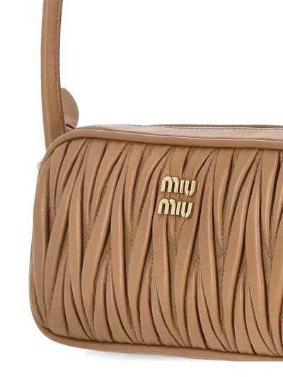 Miu Miu Zipper Handbag In Brown
