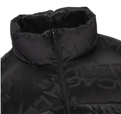 Balenciaga Men Nylon Down Jacket With All-over Lettering Logo In Black