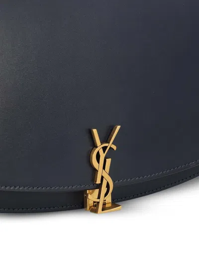 Saint Laurent Voltaire In Box Curved-handle Leather Shoulder Bag In Blue