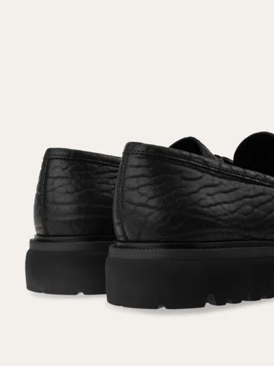 Ferragamo Moccasin With Gancini Ornament In Black