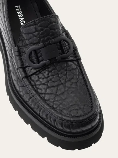 Ferragamo Moccasin With Gancini Ornament In Black