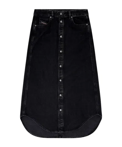 Diesel De-ard-long Button Midi Skirt In Black