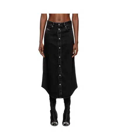 Diesel De-ard-long Button Midi Skirt In Black