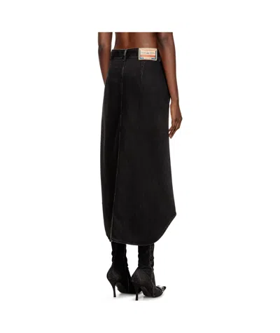 Diesel De-ard-long Button Midi Skirt In Black
