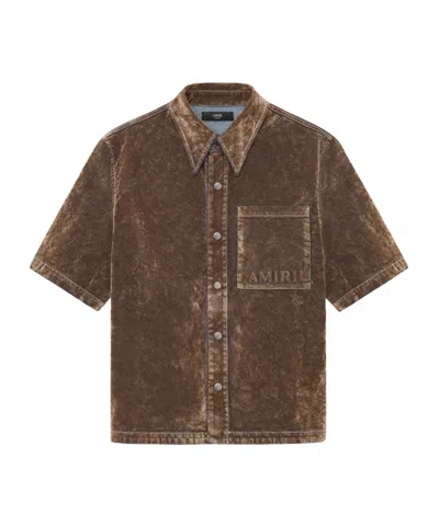 Amiri Velvet Patch-pocket Shirt In Brown