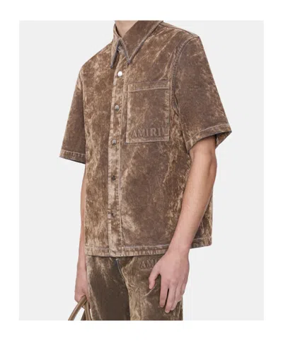 Amiri Velvet Patch-pocket Shirt In Brown