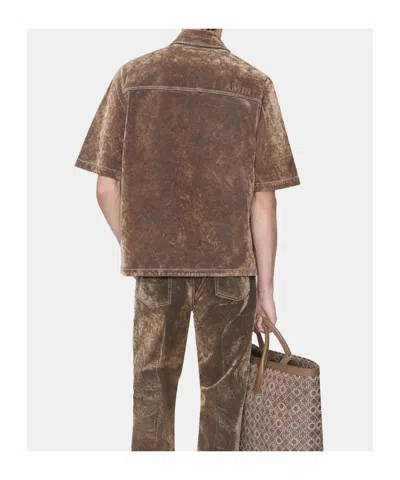 Amiri Velvet Patch-pocket Shirt In Brown