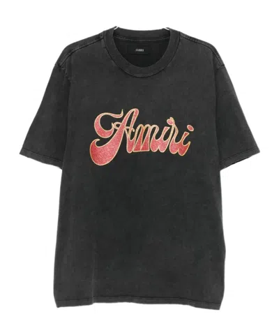 Amiri Black Crewneck Logo T-shirt In Black