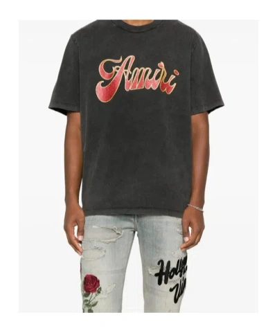 Amiri Black Crewneck Logo T-shirt In Black