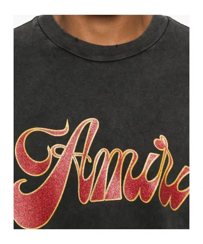 Amiri Black Crewneck Logo T-shirt In Black