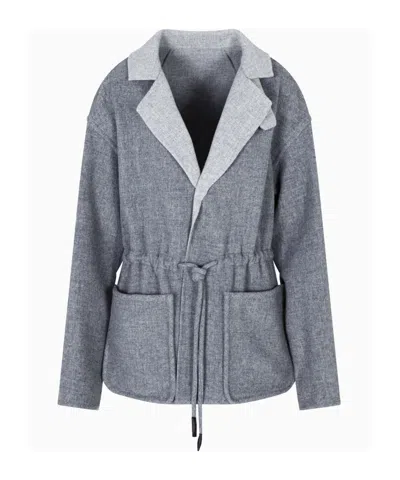 Giorgio Armani Single-breasted Jacket In Wool And Cashmere Double Cloth In Gray