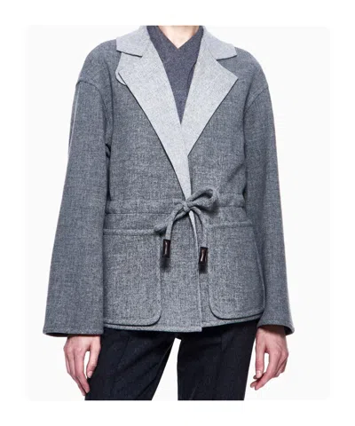 Giorgio Armani Single-breasted Jacket In Wool And Cashmere Double Cloth In Gray