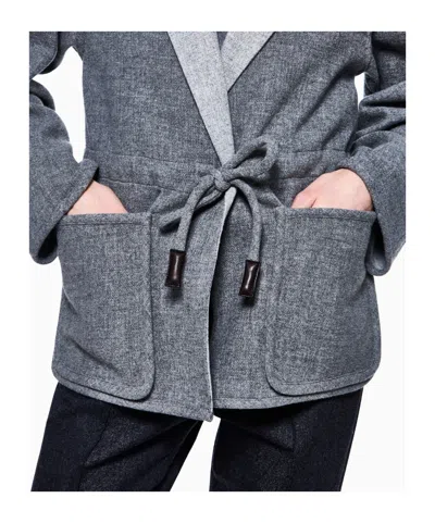 Giorgio Armani Single-breasted Jacket In Wool And Cashmere Double Cloth In Gray