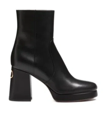 Valentino Garavani Fawcette Platform Ankle Boot In Calfskin 90mm Woman Black 42 In Black