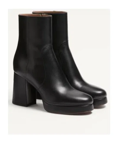 Valentino Garavani Fawcette Platform Ankle Boot In Calfskin 90mm Woman Black 42 In Black