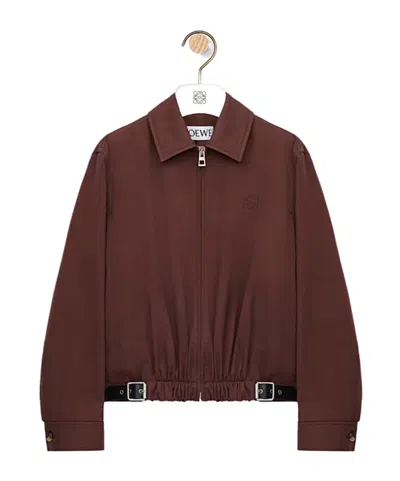 Loewe Womens Coffee Belted Classic Cotton-blend Jacket In Brown