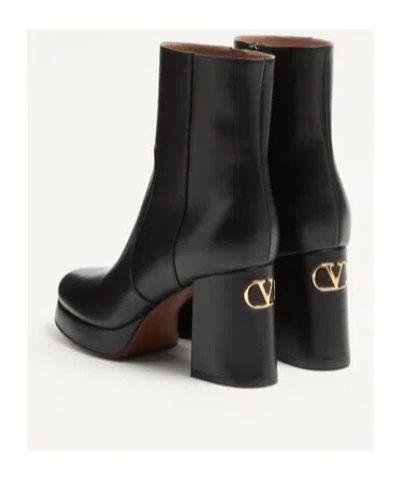 Valentino Garavani Fawcette Platform Ankle Boot In Calfskin 90mm Woman Black 42 In Black