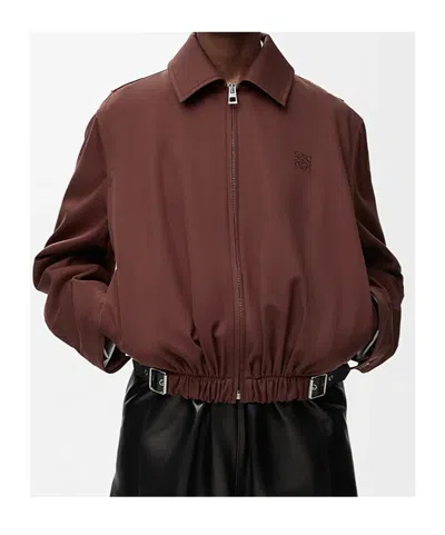 Loewe Womens Coffee Belted Classic Cotton-blend Jacket In Brown