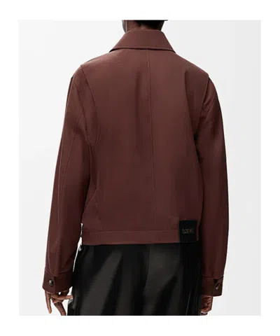 Loewe Womens Coffee Belted Classic Cotton-blend Jacket In Brown