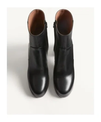 Valentino Garavani Fawcette Platform Ankle Boot In Calfskin 90mm Woman Black 42 In Black