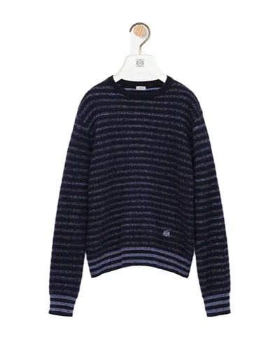 Loewe Blurred Effect Striped Jumper In Blue