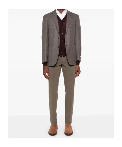 Canali Tapered Trousers In Nude
