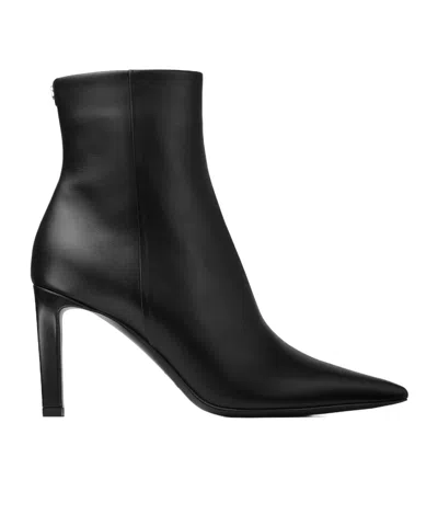 Jimmy Choo Pointed Toe High-heeled Ankle Boots In Black Calfskin Leather