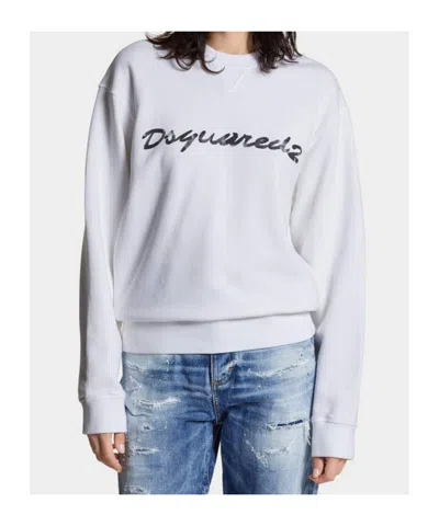 Dsquared2 Dyed Just Right Fit Doodle Sweatshirt In White