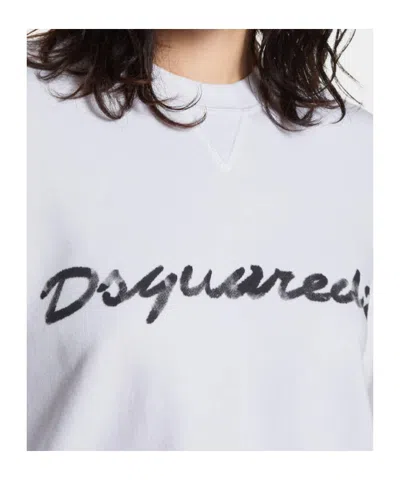 Dsquared2 Dyed Just Right Fit Doodle Sweatshirt In White