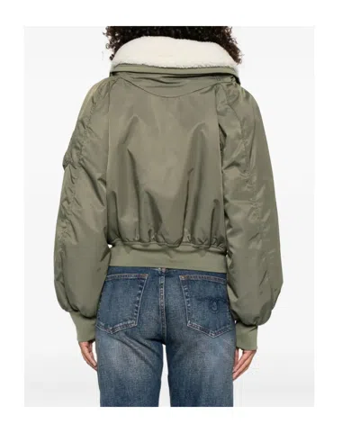 Ermanno Scervino Hooded Bomber Jacket With Shearling Lining In Green