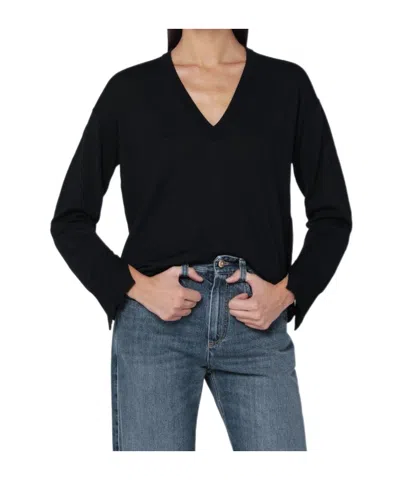 Roberto Collina Wool V-neck Sweater Long Sleeves In Black